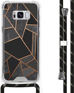 iMoshion Hoesje Geschikt voor Samsung Galaxy S8 Hoesje Met Koord - iMoshion Design Hoesje met Koord - Zwart / Meerkleurig / Goud / Black Graphic