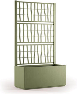 Ethica rechthoekige - Bloembak - 80 cm - Met groen traliewerk