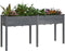 vidaXL - Plantenbak - met - voering - 161x45x76 - cm - massief - vurenhout - grijs