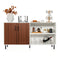 Modern Buffetkast Credenza Kast met Open Deuren en Compartimenten Keuken Kast met Metalen Poten Bark