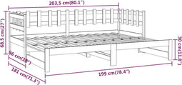vidaXL - Slaapbank - uitschuifbaar - massief - grenenhout - zwart - 2x(90x200) - cm