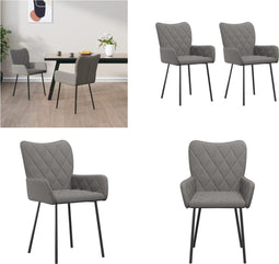 vidaXL - Eetkamerstoelen - 2 - st - stof - lichtgrijs