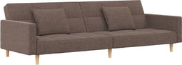 vidaXL - Slaapbank - 2-zits - met - 2 - kussens - stof - taupe