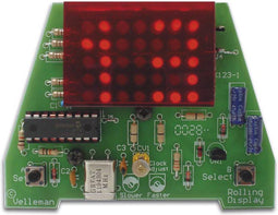 Whadda Soldeerkit, DIY, uurwerk met scrollende tijd en datum, 35 leds, instelbaar
