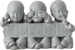 J-Line figuur Monnik Welcome - polyresin - grijs