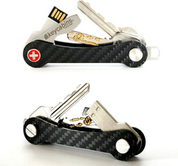 Keycabins Multitool Sleutelhouder - Key Organizer tot en met 12 Sleutels - Keychain Sleutelhanger met Bieropener - Carbon - Zwart