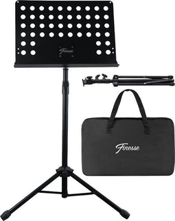 Finesse Muziekstandaard XL - Opvouwbaar - Draagtas - Verstelbaar 65-120 cm - Antislip - Draaibaar 360° - Kantelbaar 90°