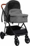 vidaXL - Kinderwagen - 3-in-1 - staal - lichtgrijs - en - zwart
