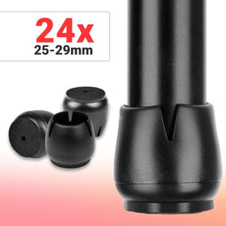 Volcan Stoelpoot Doppen - 25-29mm - Doppen - AntiKras Vilt - Stoelpootbeschermers - Stoelpoot Beschermers - Vloerbescherming - 24 Stuks - Rond - Zwart