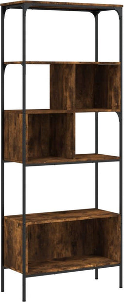 vidaXL - Boekenkast - 5-laags - 76x33x188,5 - cm - bewerkt - hout - gerookt - eiken