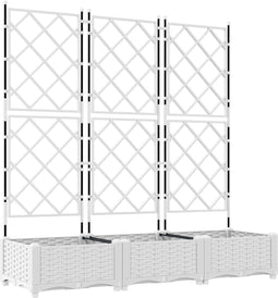 vidaXL - Tuinbak - met - Klimrek - - - 3 - stuks - - - Wit - - - 120x40x125,5 - cm