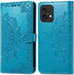 iMoshion Hoesje Geschikt voor Motorola Edge 40 Pro Hoesje Met Pasjeshouder - iMoshion Mandala Bookcase - Turquoise