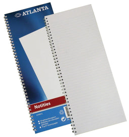Djois Atlanta notitieboek - 330 x 135 mm - spiraal binding - 50 bld/100 blz - blauw - voordeelpak 5 stuks