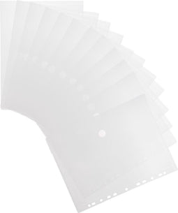 Djois Color Collection enveloptas A4 - drukknoop en foratierand - PP - transparant - 100% gerecycled - pak 12 stuks