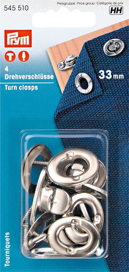 Prym Draaisluitingen - Tourniquets - Herhaaldelijk te bevestigen - Zilver (4 stuks)