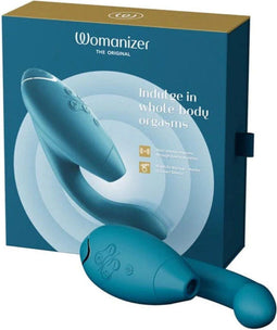 Womanizer Duo 2 Clitorale Zuig- en Rabbit Vibrator - Clitoris- en G-spot Vibrator - 14 Intensiteitsniveaus & 10 Vibratiestanden - Waterdichte G-spot Vibrator - Oplaadbare Dubbele Stimulator - Petrol