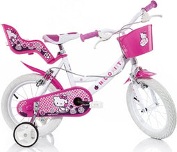 Dino Hello Kitty - Kinderfiets 16 Inch - van 4-6 Jaar - met Zijwieltjes - Meisjesfiets Wit