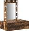 vidaXL - Wandkast - Make-up - Tafel - met - LED - Verlichting - in - Rook - Eik