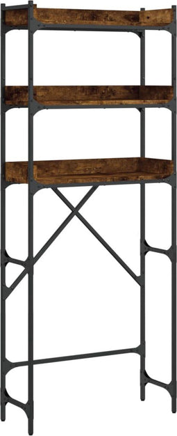 vidaXL - Wasmachinerek - 67x25x163 - cm - bewerkt - hout - gerookt - eikenkleurig