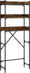 vidaXL - Wasmachinerek - 67x25x163 - cm - bewerkt - hout - gerookt - eikenkleurig