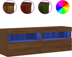 vidaXL - Tv-wandmeubels - met - LED-verlichting - 2 - st - 60x30x40 - cm - bruineiken