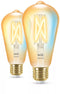 WiZ Filament ST64 E27 - Slimme LED-lampen - Instelbaar wit licht - Amber (2 stuks)