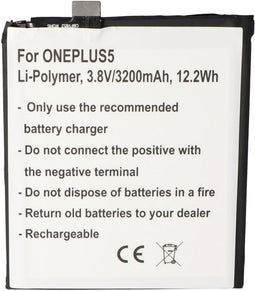Batterij geschikt voor ONEPLUS 5, Li-Polymer, 3.8V, 3200mAh, 12.2Wh, ingebouwd, zonder gereedschap