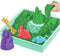 Kinetic Sand - Zandbak-set met 454 g groen origineel kinetisch zand opbergzandbak 4 vormen en gereedschap - Sensorisch speelgoed