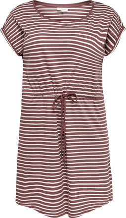 ONLY CARMAKOMA CARAPRIL SS KNEE DRESS - Jurk met aantrekkoord - Apple Butter met witte streep - Maat M-46/48