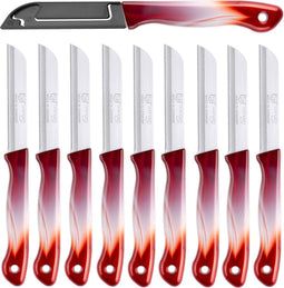 DKS Solingen Tomatenmes - Gekarteld RVS Lemmet - 19,5cm - Donker Rood/Wit - 10 stuks