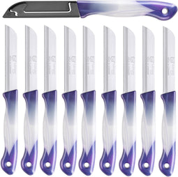 DKS Solingen Tomatenmes - Gekarteld RVS Lemmet - 19,5cm - Paars/Wit - 10 stuks