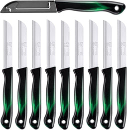 DKS Solingen Tomatenmes - Gekarteld RVS Lemmet - 19,5cm Zwart/Groen - 10 stuks