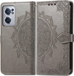 iMoshion Hoesje Geschikt voor OnePlus Nord CE 2 5G Hoesje Met Pasjeshouder - iMoshion Mandala Bookcase - Grijs