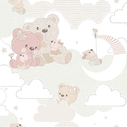 Noordwand - Behang - Mondo - baby - Hug - Bears - roze - en - beige