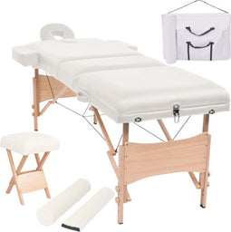 vidaXL - Massagetafel- - en - krukset - inklapbaar - 3 - zones - 10 - cm - dik - wit