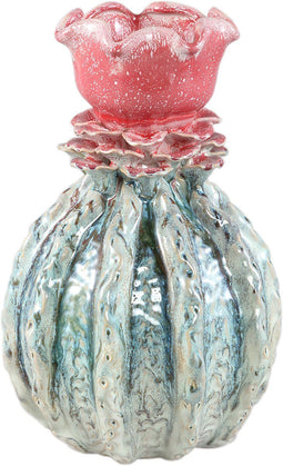 PTMD Tegain Petrol Pink Ceramic Flower Shape Vase S