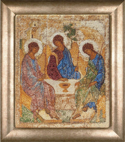 Thea Gouverneur - Borduurpakket met telpatroon - 570A - Voorgesorteerde DMC Garens - Icoon van de oudtestamentische Drievuldigheid - Aida - 30 cm x 35 cm - DIY Kit