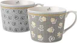 Laura Ashley Tea Collectables Mokken set van 2 - Geschenkset - Assorti Grijs - 30 cl.