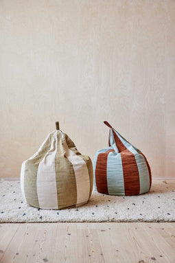 OYOY Iro Zitzak/Beanbag gestreept - Aqua/Caramel