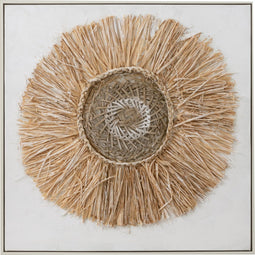 J-Line wanddecoratie Ibiza Cirkel - canvas/verf - creme/wit - small