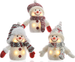 LED sneeuwpop 3ass op batterij 11x11x15 cm warm wit 1 stuk