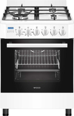 Wiggo WO-E639R(WW) - Vrijstaand Gasfornuis - 4 pitten - 60 cm - 66 Liter - Energieklasse B - Wit