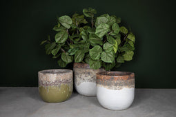 PTMD Nygel Ronde Bloempot - H47 x Ø54 cm - Keramiek - Crème