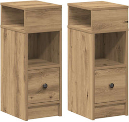 vidaXL - Nachtkastjes - 2 - st - met - lade - 25x31x66 - cm - artisanaal - eikenkleurig