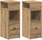 vidaXL - Nachtkastjes - 2 - st - met - lade - 25x31x66 - cm - artisanaal - eikenkleurig
