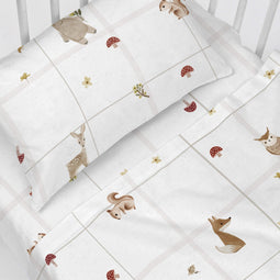Set beddengoed HappyFriday HF Mini Woods Animals Multicolour Wieg voor baby's 2 Onderdelen