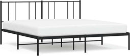 vidaXL - Bedframe - met - hoofdbord - metaal - zwart - 183x213 - cm