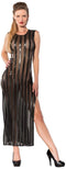 Guilty Pleasure - Printed Datex gestreepte lange jurk - M