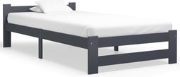 vidaXL - Bedframe - massief - grenenhout - donkergrijs - 90x200 - cm