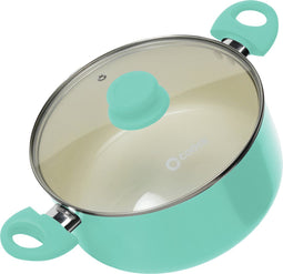 COOCK Kookpan - 5000ml - Inductie - Keramische Anti-Aanbaklaag - Turquoise/Wit